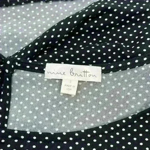 Nine Britton Black & White Polka Dot Blouse Size Small - Picture 5 of 8